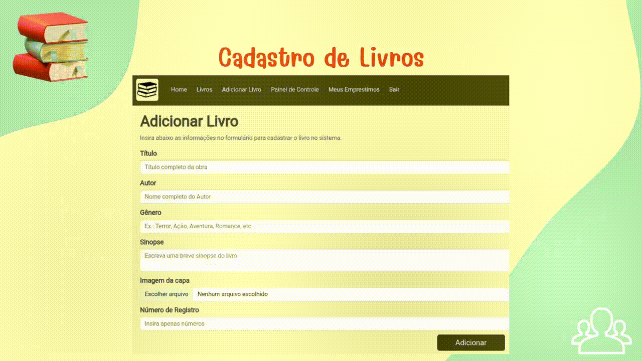 GIF do sistema de biblioteca MyLibrary
